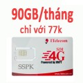 Sim 3G/4G ITelecom sử dụng sóng Vinaphone gói MAY V77, Chỉ với 77.000đ/tháng có 90Gb/tháng 3Gb ngày