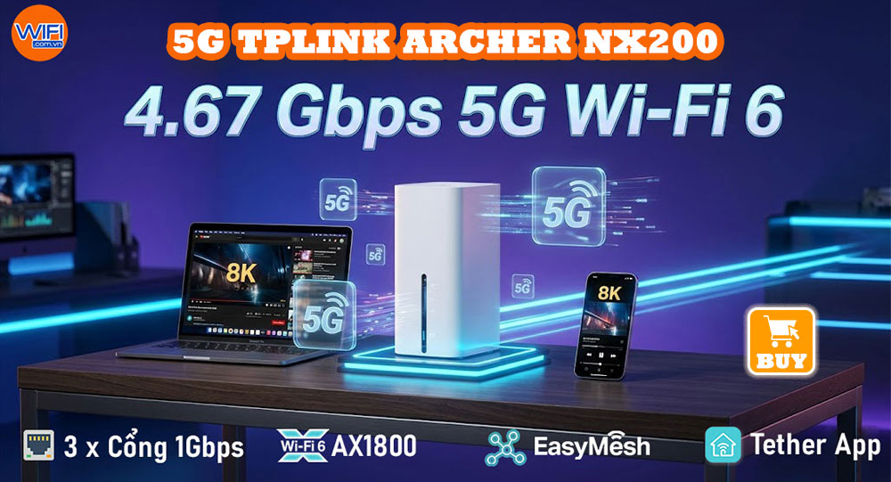 Router WiFi 5G TPLink Archer NX200 AX1800