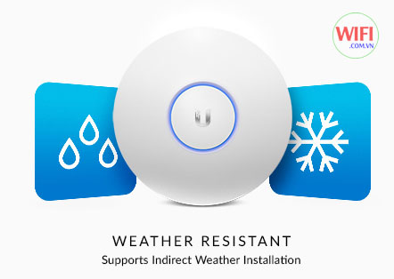 Bộ phát Ubiquiti UniFi AP AC PRO hỗ trợ lắp ở điều kiện ẩm và lạnh ngoài trời, có mái che