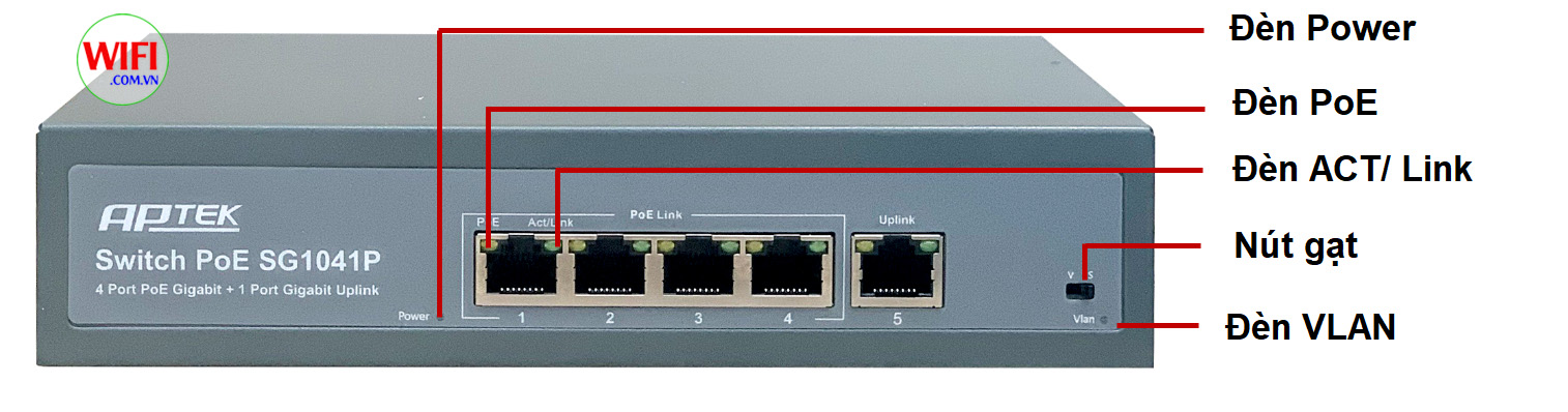 phân biệt đèn tín hiệu trên Switch APTEK SG1041P