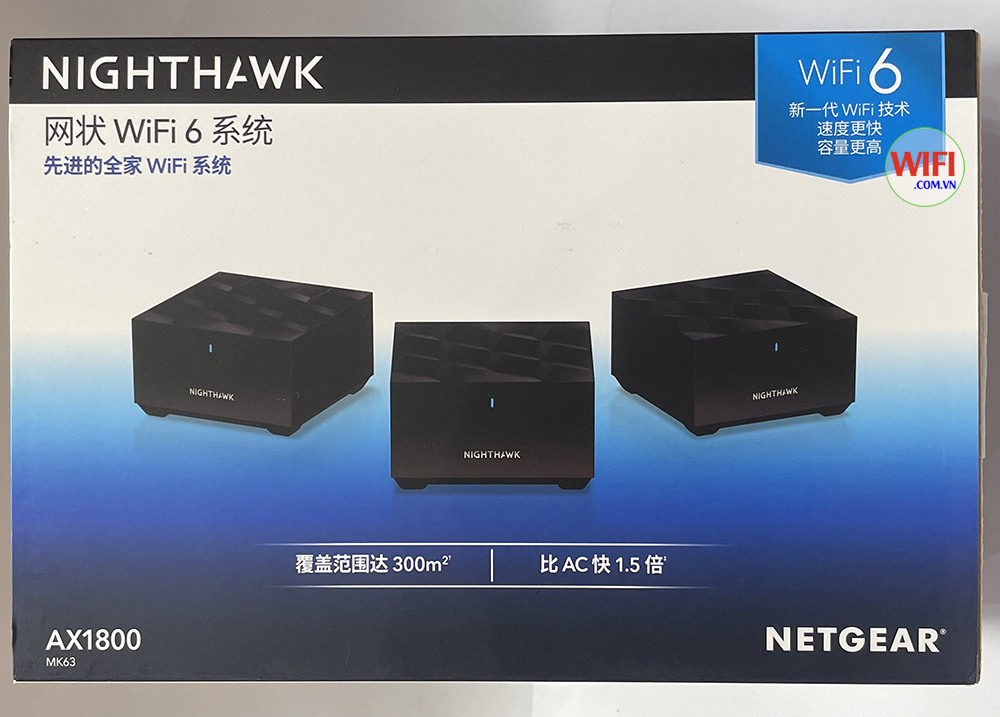 ảnh chụp nguyên hộp WiFi Mesh Netgear Nighthawk AX1800 MK63 (3 Pack)
