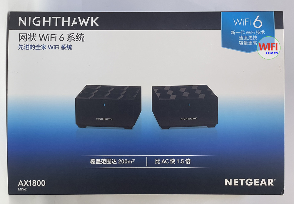 ảnh chụp nguyên hộp của WiFi Mesh Netgear Nighthawk AX1800 MK62 (2 Pack)