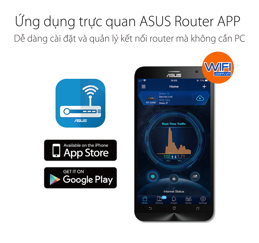 Ứng dụng trực quan ASUS Router App - Dễ dàng cài đặt và quản lý kết nối router RT-AX53U mà không cần PC