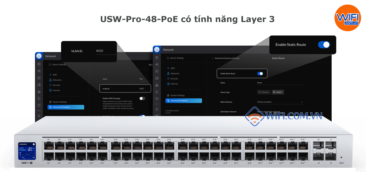 ảnh mô tả tính năng switch layer 3 trên UniFi switch pro 48 PoE