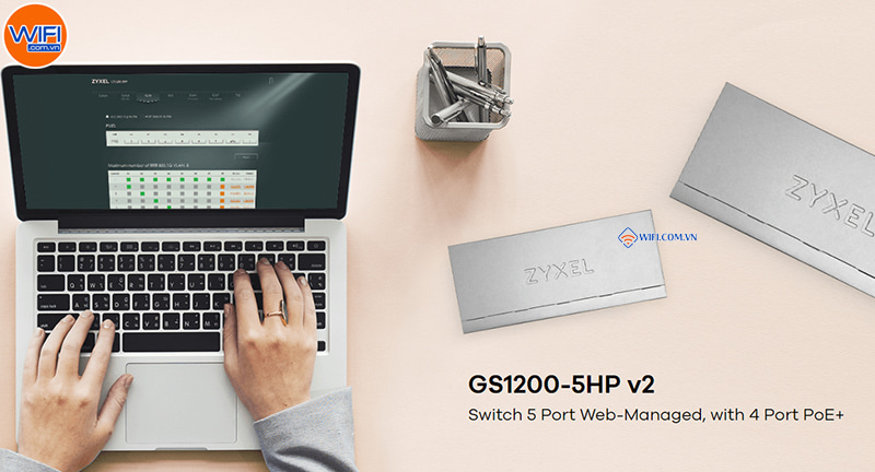 Switch PoE Zyxel 5 Cổng Gigabit Web Managed GS1200-5HPv2 