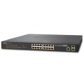 Bộ Chia 16 Cổng PoE Planet GS-4210-16P2S, Gigabit Ethernet Switch 16-Port Managed 802.3at POE + 2-Port 100/1000Mbps SFP (220W)