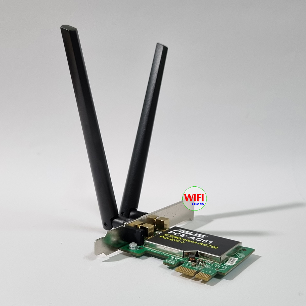 Adapter Wireless ASUS PCE-AC51, Băng tần kép chuẩn AC750, Card mạng không dây chuẩn PCI-E tốc độ 750Mbps