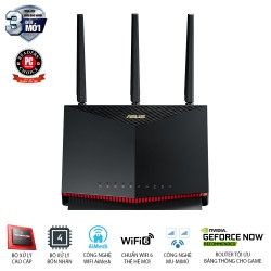 Router Wifi Gaming ASUS RT-AX86U, Băng tầng kép tốc độ 5700Mbps, Wifi 6 chuẩn 802.11ax MU-MIMO, Chíp xử lý quad-core 1,8Ghz