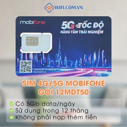 Sim 4G/5G Mobifone gói 12MDT50 Có 5GB /ngày Xài Trọn Gói 12 Tháng