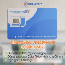 Sim 4G/5G Vinaphone gói BIG50Y Trọn gói 14 tháng, mỗi ngày có 5GB dung lượng tốc độ cao, free zalo, tiktok, youtube