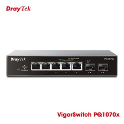 Switch Smart Lite Managed DrayTek VigorSwitch PQ1070x - 5 port LAN 2.5G PoE+, 2 slot Uplink SFP+ 10G, tổng công suất PoE 75W