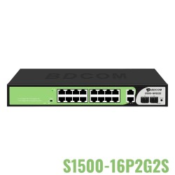 Switch PoE+ Unmanaged BDCOM S1500-16P2G2S