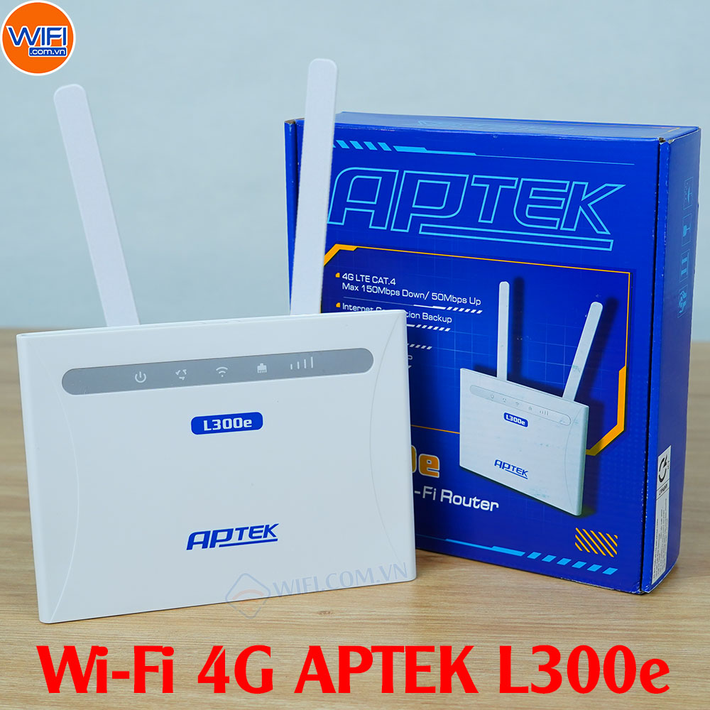 APTEK L300e Bộ Phát Wifi 4G LTE 150Mbps. Wifi Chuẩn N Tốc Độ 300Mbps, Hỗ Trợ 32 Kết Nối