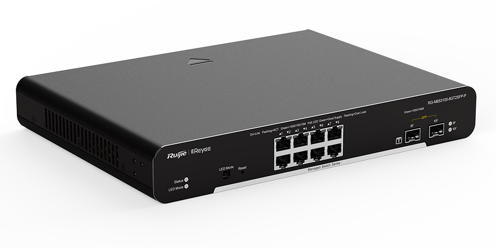 Switch Ruijie 8 Cổng PoE+ Gigabit Layer 2 Managed RG-NBS3100-8GT2SFP-P