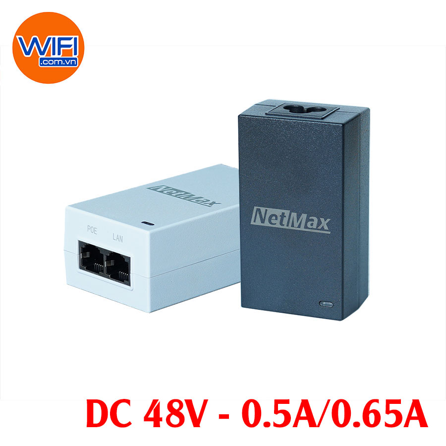 PoE Adapter NetMax U-POE-AF/AT Cổng Gigabit 48V-0,5A 24W (0,65A 30W)