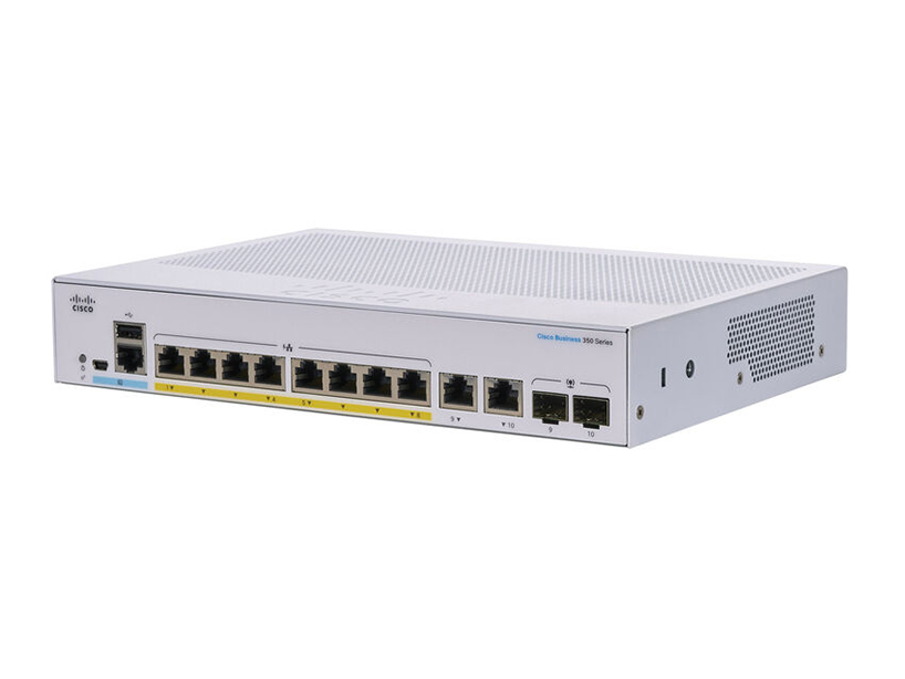 Switch Managed Cisco 8 Port Gigabit PoE+ 60W CBS350-8P-E-2G-EU, External Power