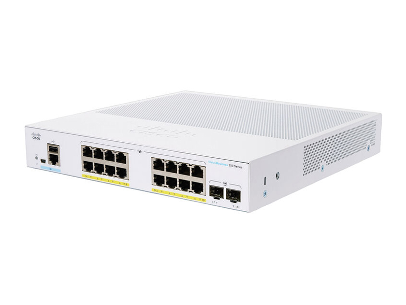 Switch Managed Cisco 16 Port Gigabit PoE+ 120W CBS350-16P-E-2G-EU, External Power