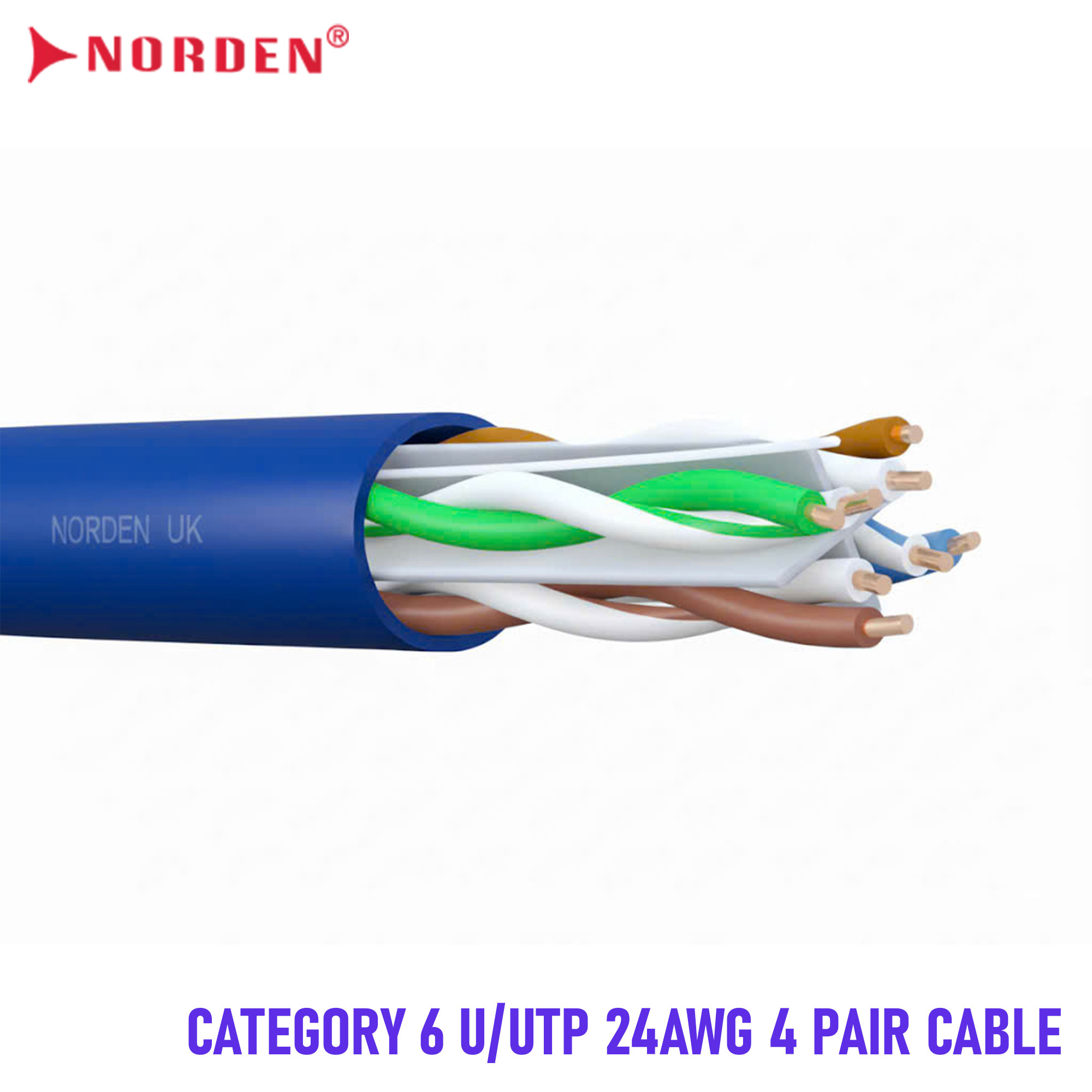 Cáp mạng Norden CAT 6 UTP 24AWG 4 PAIR 120-40001104BL | E Series | Xanh Dương | 305m/thùng