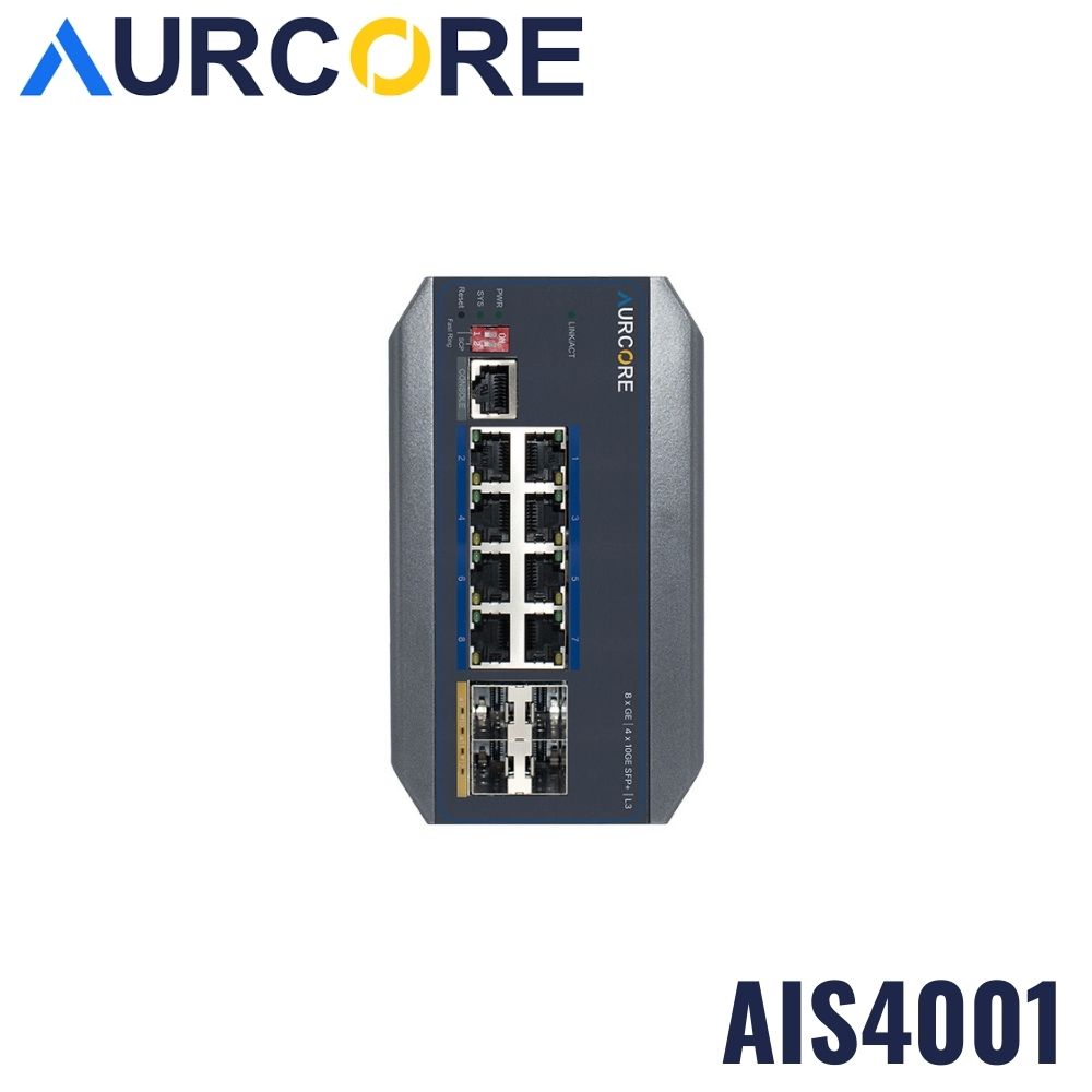 Switch Managed Layer 3 PoE+ Industrial AurCore AIS4001