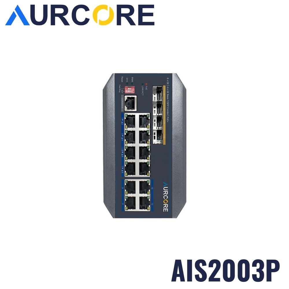 Switch PoE+ Managed Layer 2+ Industrial AurCore AIS2003P