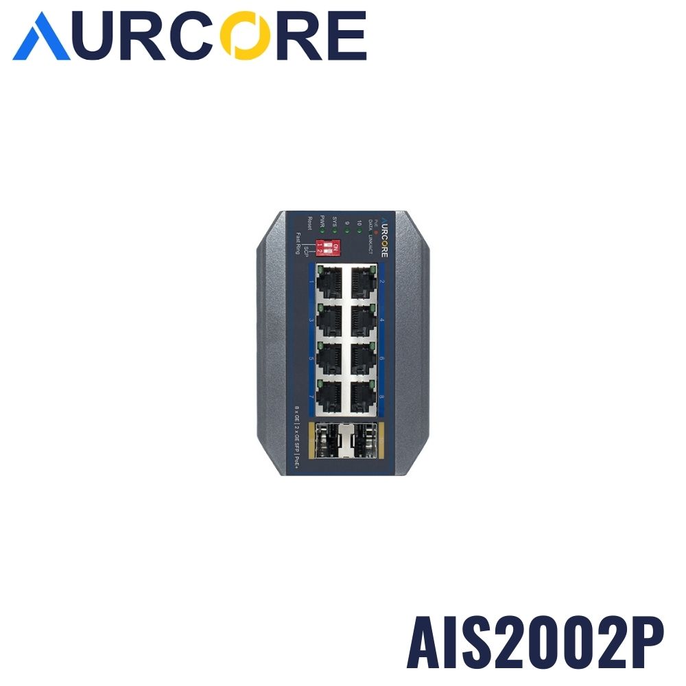 Switch PoE+ Managed Layer 2+ Industrial AurCore AIS2002P