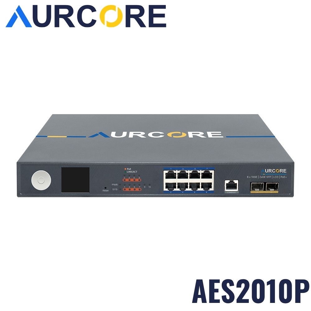 Switch Managed Layer 2+ PoE+ Enterprise AurCore AES2010P