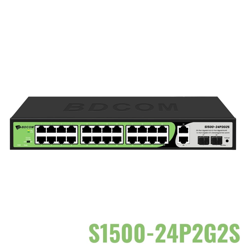 Switch PoE+ Unmanaged BDCOM S1500-24P2G2S