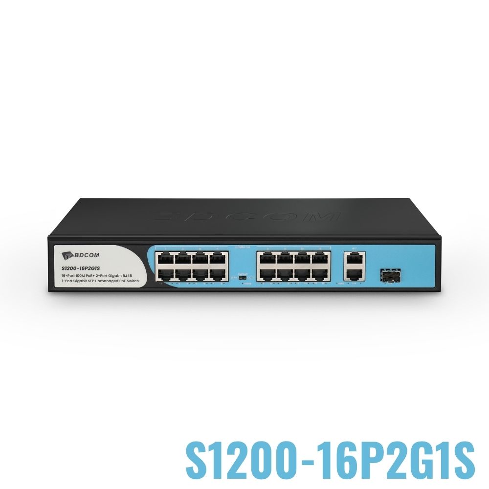 Switch PoE+ Unmanaged BDCOM S1200-16P2G1S